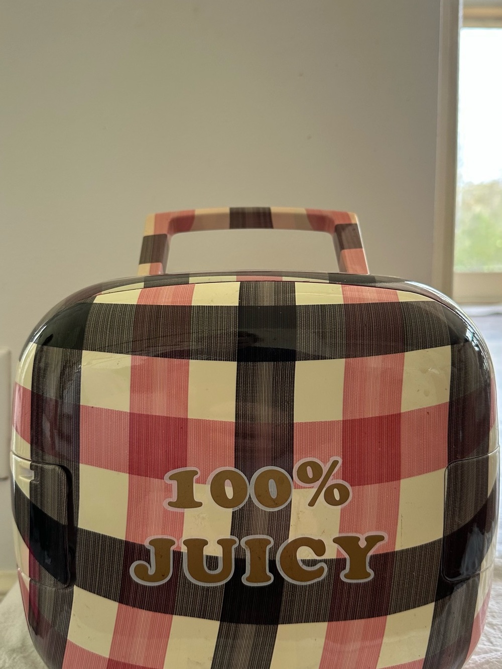 100% Juicy Checked Cosmetic Case - Pink and Black